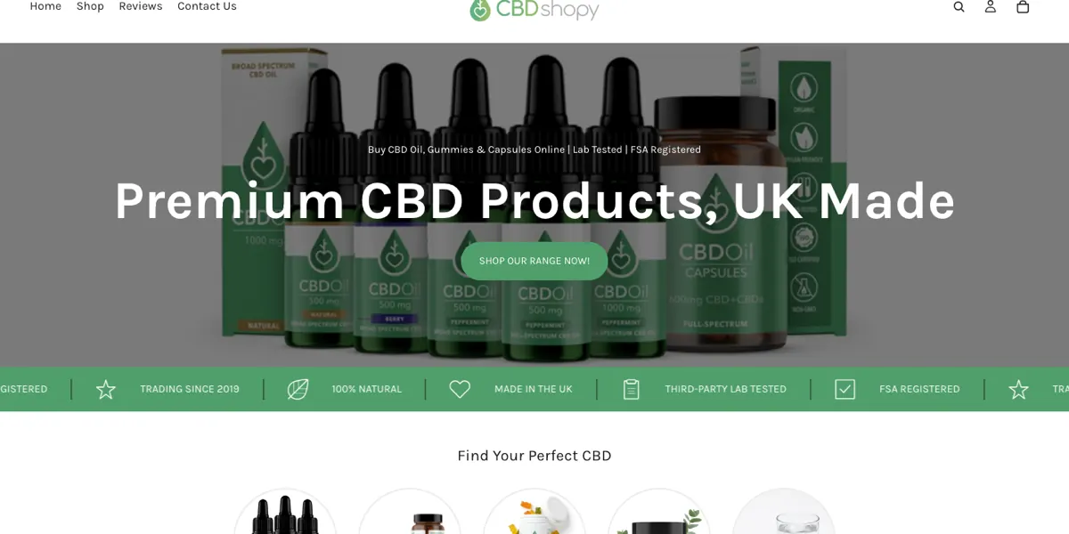 CBD Shopy website homepage