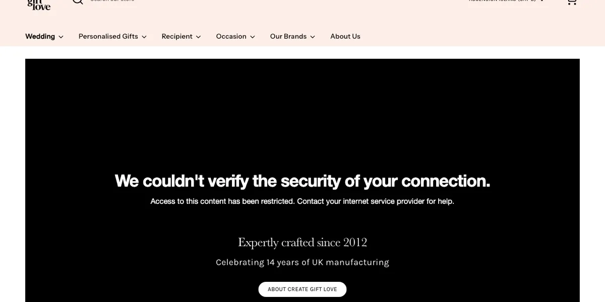 Create Gift Love website homepage