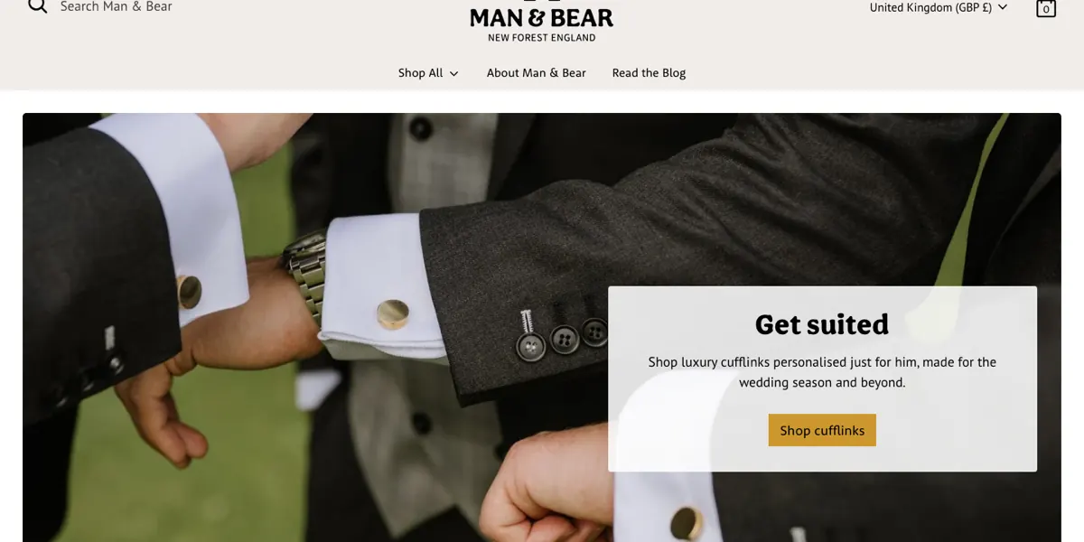 Man and Bear website homepage