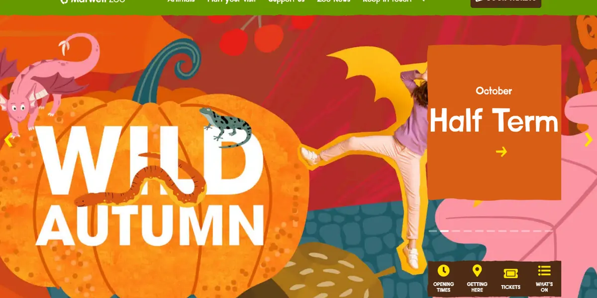 Marwell Zoo website homepage