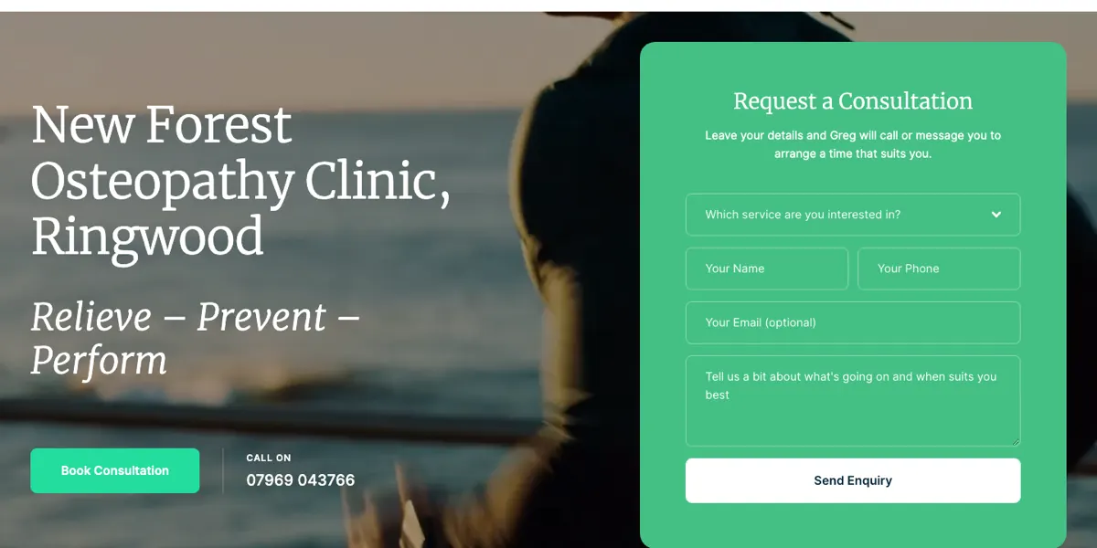 New Forest Osteopathy website homepage